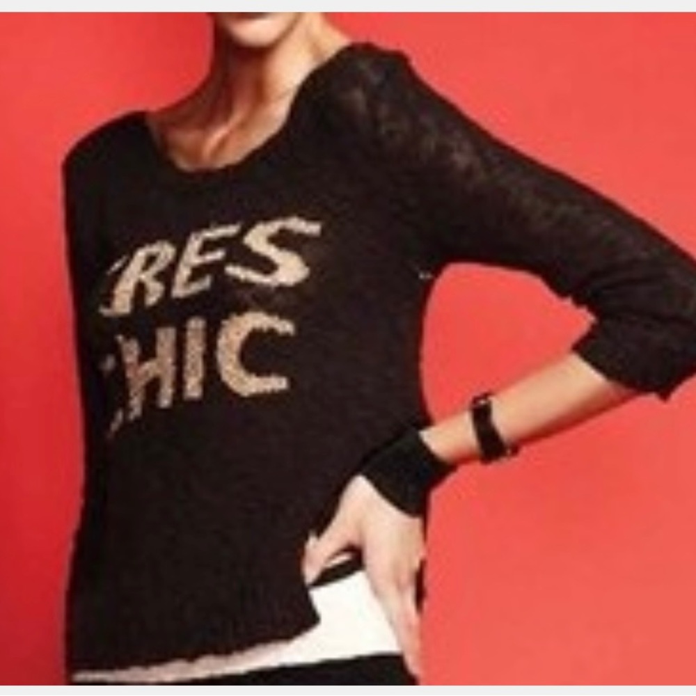 Toi et Moi black lightweight sweater, slits on sides, size 6